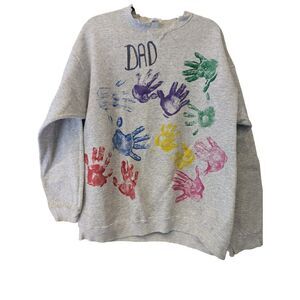 Pro Spirit Boertje Long Sleeve Crew Neck Gray Dad‎ Handprint Men's  Vtg